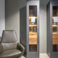 Vitrine Lavato 440 Links Kernnussbaum Schiefergrau Inklusive Beleuchtung