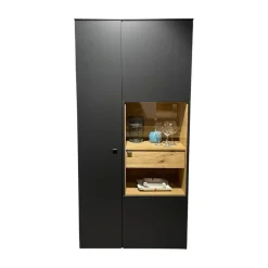 Vitrine Lumea 7268 3893 R Lack Anthrazit Matt Absetzung Eiche Gehackt Gebürstet Mit Beleuchtung