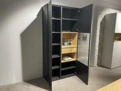 Vitrine Lumea 7268 3893 R Lack Anthrazit Matt Absetzung Eiche Gehackt Gebürstet Mit Beleuchtung