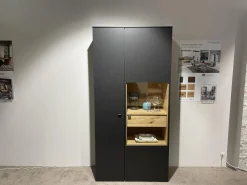 Vitrine Lumea 7268 3893 R Lack Anthrazit Matt Absetzung Eiche Gehackt Gebürstet Mit Beleuchtung