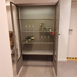 Vitrine Madison 2-türig Korpus Eiche Grau Gebeizt Türen Glas Mit Beleuchtung