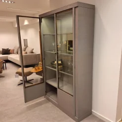 Vitrine Madison 2-türig Korpus Eiche Grau Gebeizt Türen Glas Mit Beleuchtung