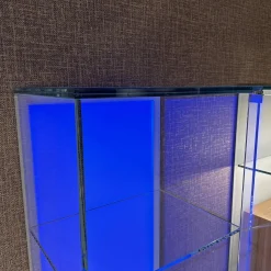 Vitrine Solus In Optiwhite Klar Verschweißt Türknopf Und Stellfüße Aus Edelstahl Mit Beleuchtung