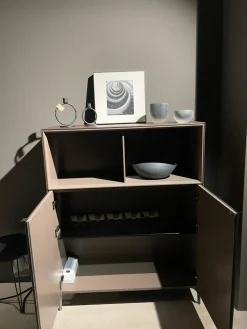 Vitrine Soma Raucheiche Furnier Lack Taupe Beige Matt Inklusive Beleuchtung