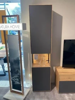 Vitrine Tucson Wildeiche Massiv Gebürstet Und Lack Graphitgrau Mit Beleuchtung