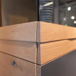 Vitrine V Organo Lack Anthrazit Wildeiche Rustiko Mit LED Beleuchtung