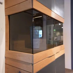 Vitrine V Organo Lack Anthrazit Wildeiche Rustiko Mit LED Beleuchtung
