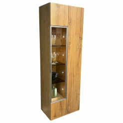 Vitrine V-Alpin AV64G Korpus Eiche Altholz Front Glas Glänzend Eintürig