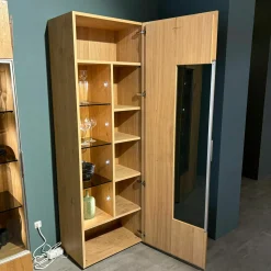 Vitrine V-Alpin AV64G Korpus Eiche Altholz Front Glas Glänzend Eintürig