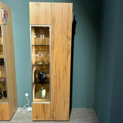 Vitrine V-Alpin AV64G Korpus Eiche Altholz Front Glas Glänzend Eintürig