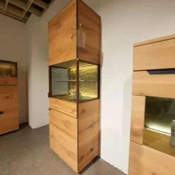 Vitrine Vcuben Wildeiche Rustikal Metall Kupfer Bronze Inklusive Beleuchtung