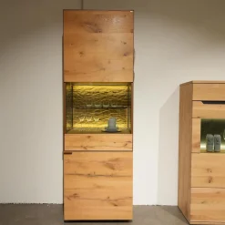 Vitrine Vcuben Wildeiche Rustikal Metall Kupfer Bronze Inklusive Beleuchtung