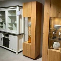 Vitrine Waltrop Asteiche Bianco mit LED-Beleuchtung