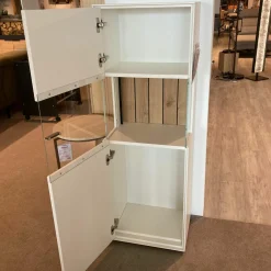 Vitrine Werne Lack Weiß Balkeneiche Stark Gebürstet LED-Beleuchtung