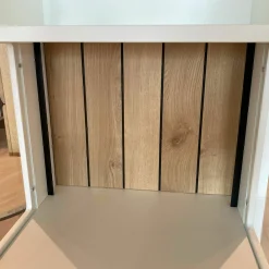 Vitrine Werne Lack Weiß Balkeneiche Stark Gebürstet LED-Beleuchtung