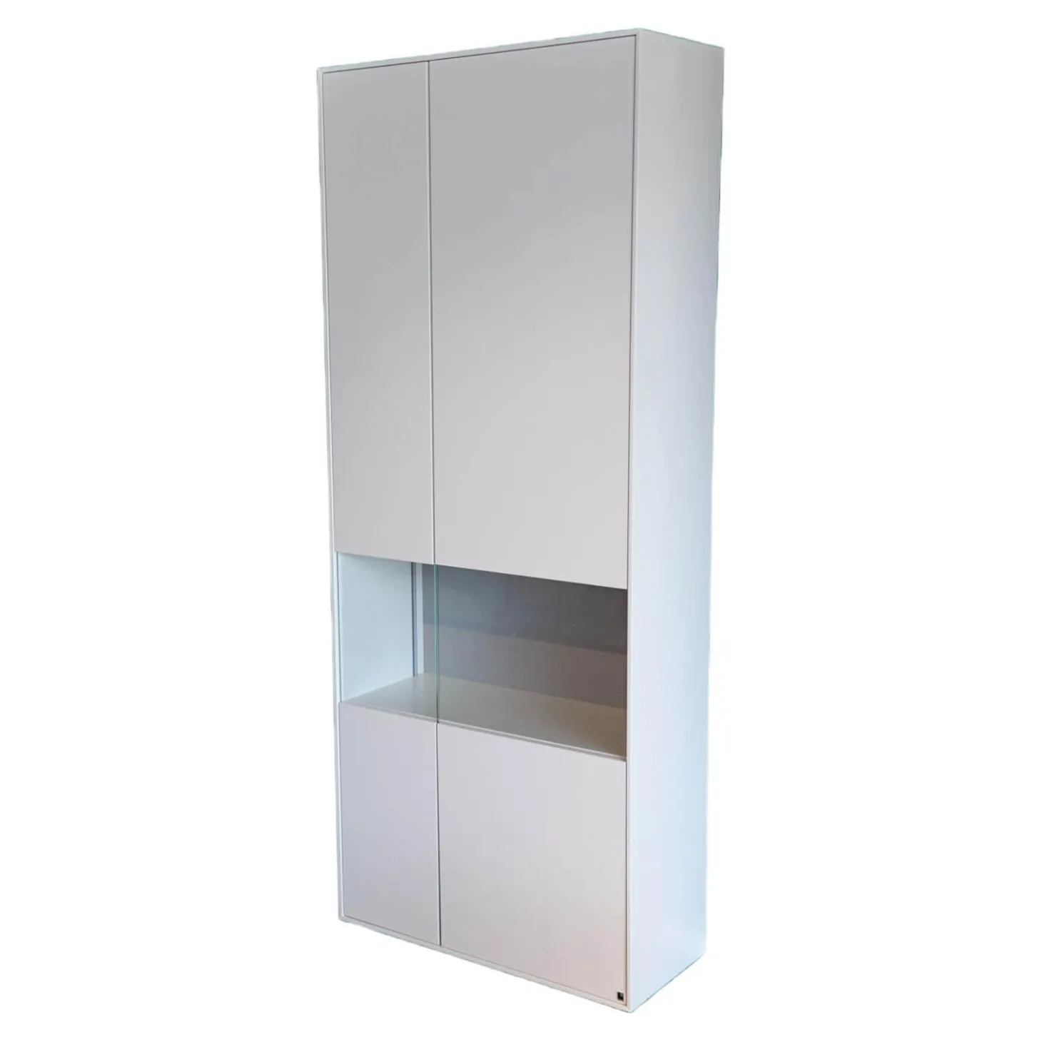 Vitrine WK 419 Intono Glattlack 420 Verkehrsweiß Inklusive LED-Band Trafo Und Funkfernbedienung