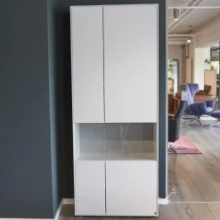 Vitrine WK 419 Intono Glattlack 420 Verkehrsweiß Inklusive LED-Band Trafo Und Funkfernbedienung