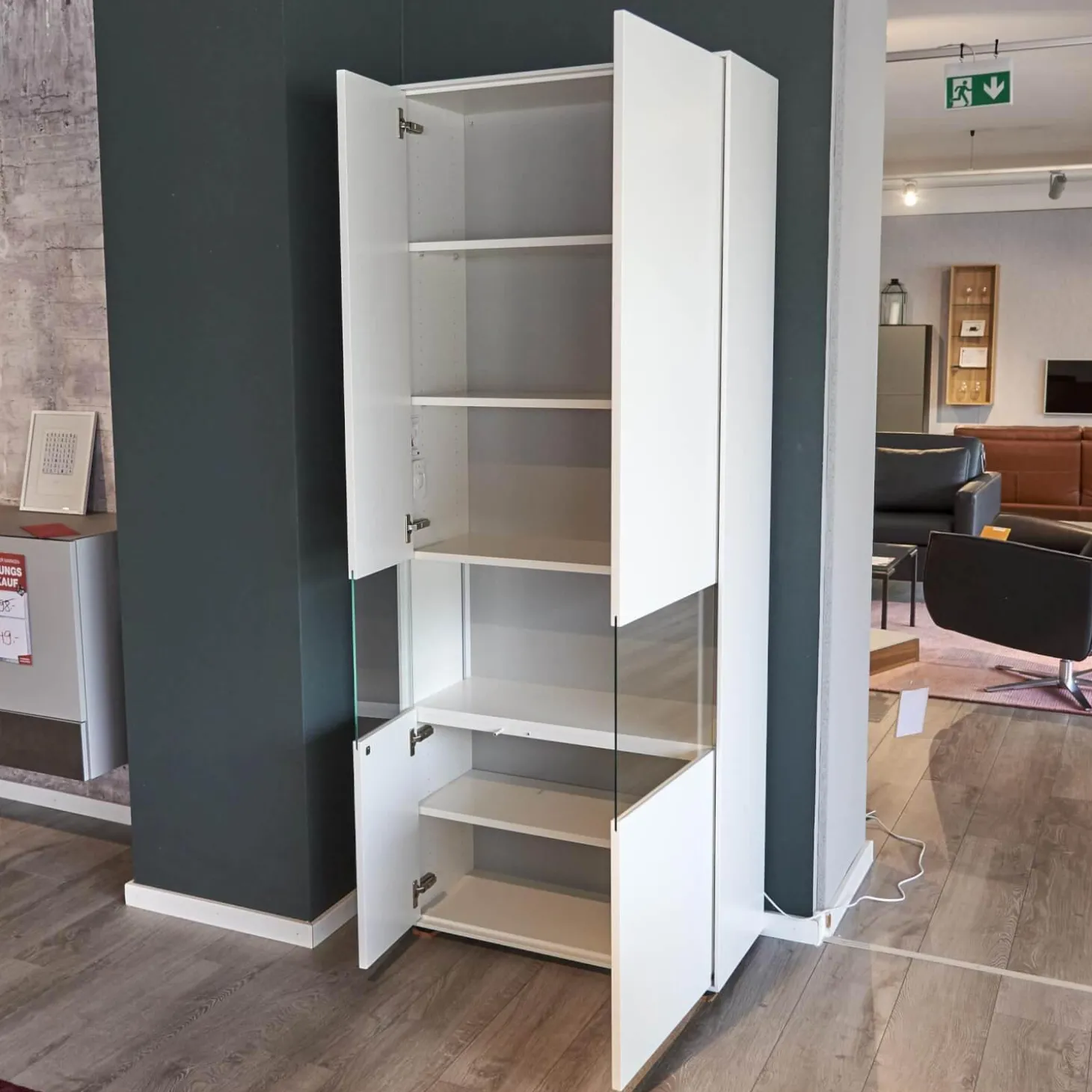 Vitrine WK 419 Intono Glattlack 420 Verkehrsweiß Inklusive LED-Band Trafo Und Funkfernbedienung