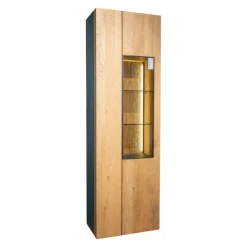 Vitrine Yoris Rechts Front Kerneiche Umato Gebürstet Korpus Eiche Anthrazit Mit Beleuchtung