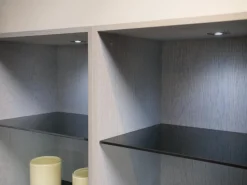 Vitrinen WK 420 Viva 153 Eiche Grau Front In Rauchglas 436 Cosmos Schwarz Mit Push To Open Und Beleuchtung