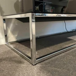 Vitrinenschrank KE Soma in Lack Schwarz Schubladen Eiche silbergrau mit Glasfach und Innenbeleuchtun