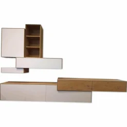 Wandhängeschrank Wildeiche Weiß Geölt mit LED-Lichtband