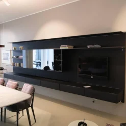 Wandkomposition Abacus Living Nero Opaco 102 Mit Beleuchtung