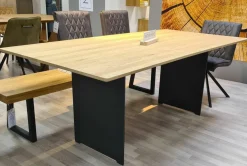 Wangentisch Tucson Natura Platte Wildeiche Soft Gebürstet Gestell Metall Carbonfarbig Schwarz