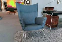 Wingchair CH445 Stoff Passion 13101 Grau Gestell Edelstahl