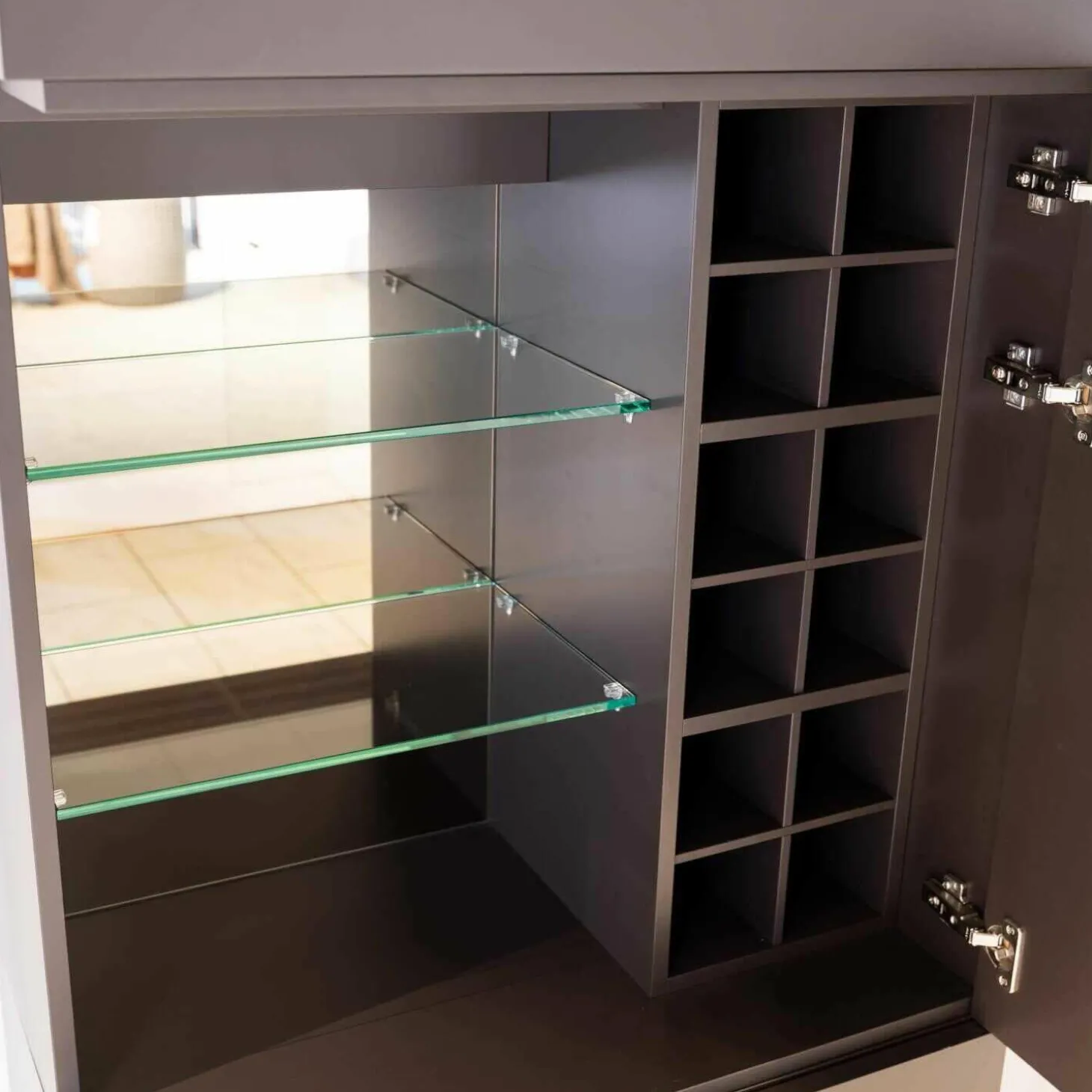 Wohnelement Contur-Unit Glattlack Mocca Mit Beleuchtung