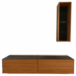 Wohnkombination Cubus Pure Eiche Naturöl Deckblatt Glas