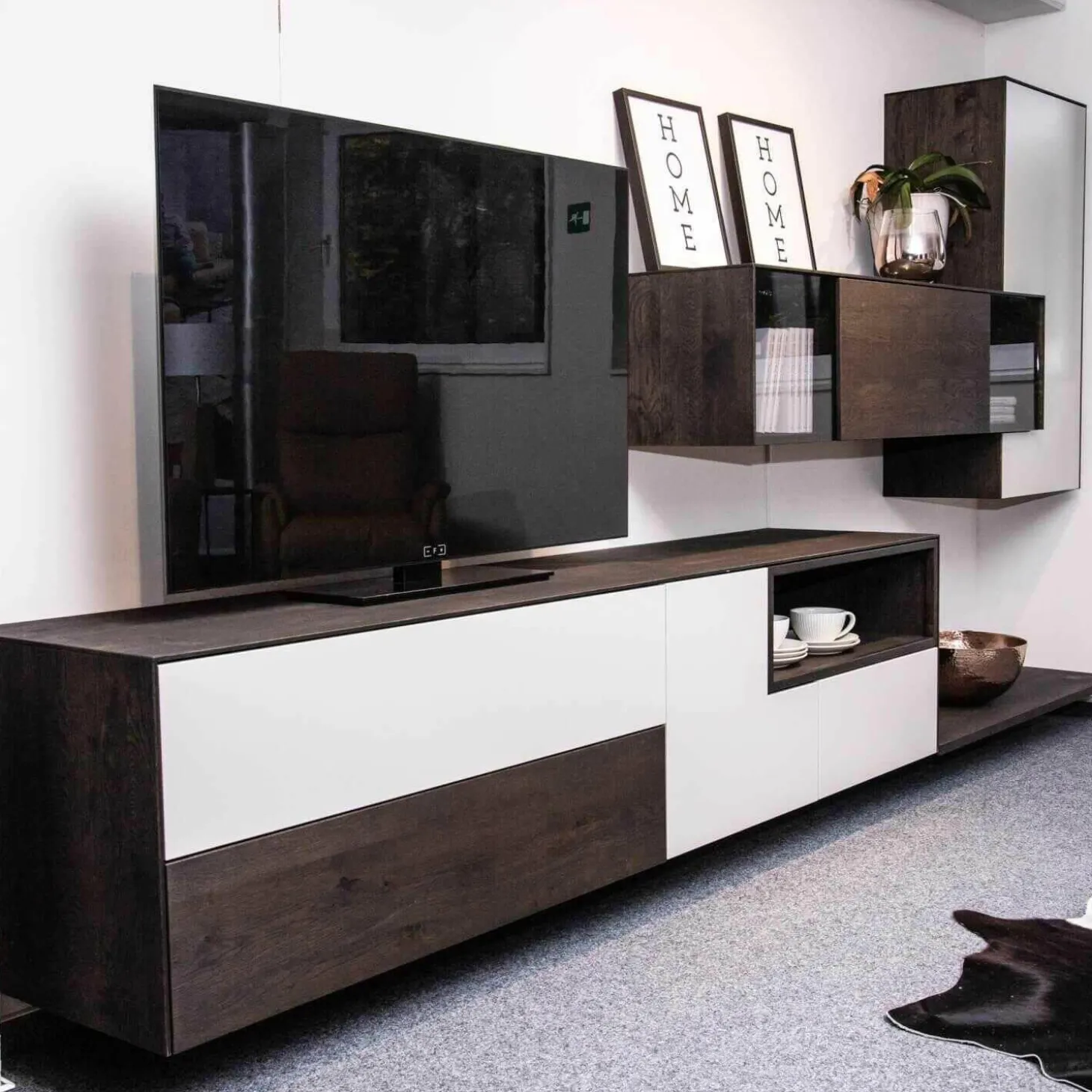 Wohnkombination Katana Wileiche Schwarz Geölt Mattlack