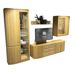 Wohnkombination Kiana VS 66540 Eiche Massiv Sand 2206 Mit Beleuchtung