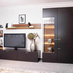 Wohnkombination Lavita Lack Graphit Nussbaum