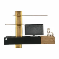 Wohnkombination Trevi 7250 V22 Kerneiche Umato Birke Lack Anthrazit Paneel Riffholz Inklusive Beleuchtung