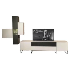 Wohnkombination WK 419 Intono Lack Steingrau Lack Quarz