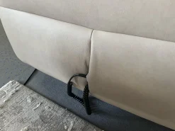 Wohnlandschaft Amalfi Leder Evita Ecru Beige Grau Füße Metallkufe Schwarz Lackiert Mit Elektrische Relaxverstellung