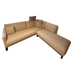 Wohnlandschaft Cara Stoff 14.162 Steingrau Fuß Kufe Stahl Schwarz