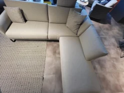 Wohnlandschaft Cara Stoff 14.162 Steingrau Fuß Kufe Stahl Schwarz