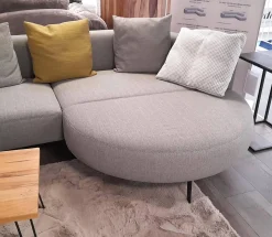 Wohnlandschaft Garda Stoff 0634/08 & 1710/ 18 Grau Füße Schwarz Matt mit drehbarem Clubsessel