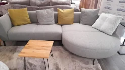 Wohnlandschaft Garda Stoff 0634/08 & 1710/ 18 Grau Füße Schwarz Matt mit drehbarem Clubsessel