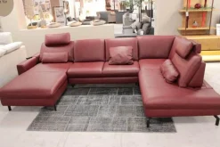 Wohnlandschaft Leonore Leder Longlife 160 Vivre Barolo Rot