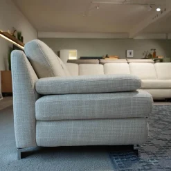 Wohnlandschaft MR 360-Soft Stoff JAB 15070 Grau Metallfuß Chrom Mit Relaxfunktion Inklusive 3 Kissen