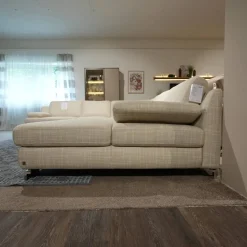 Wohnlandschaft MR 360-Soft Stoff JAB 15070 Grau Metallfuß Chrom Mit Relaxfunktion Inklusive 3 Kissen