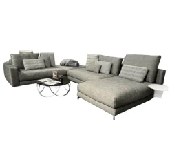 Wohnlandschaft Nuvola Stoff 17.100 Schwarz-Weiß mit 12 Kissen