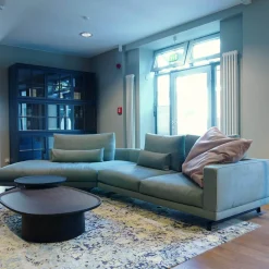 Wohnlandschaft Octave Bezug Stoff Wing WG243 Grau Grün Gestell Metall Zinnfarbig Lackiert Inklusive Kissen