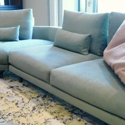 Wohnlandschaft Octave Bezug Stoff Wing WG243 Grau Grün Gestell Metall Zinnfarbig Lackiert Inklusive Kissen