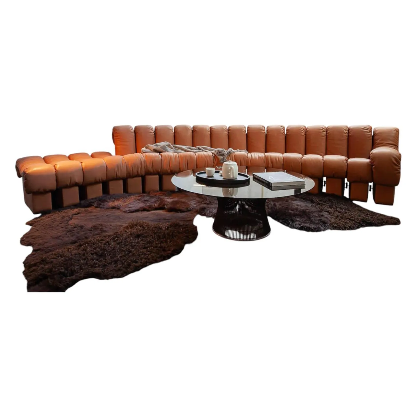 Wohnlandschaft Sofa DS 600 Snake Nappaleder Naturale Cuoio Braun Aus Einzelnen Addierbaren Elementen