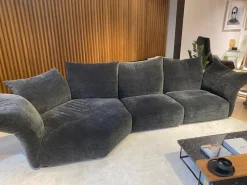 Wohnlandschaft Standard Stoff Dess. Soft Imperial T 8566-00 Grau Armlehne Abklappbar