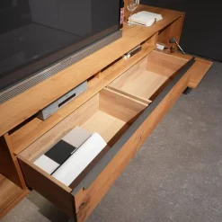 Wohnwand 2020 Asteiche Geölt Braun Glas Optiwhite Weiß